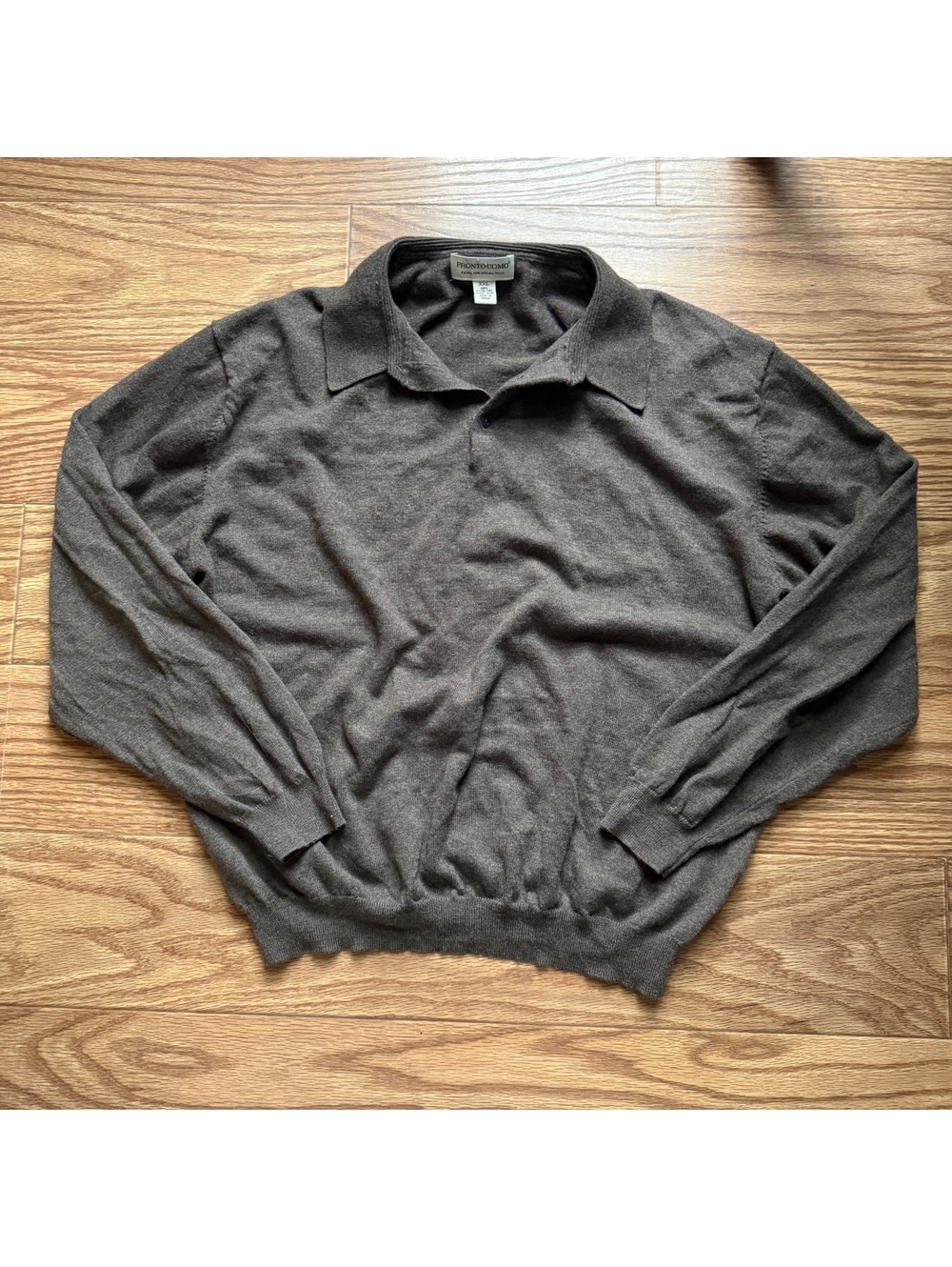 pronto uomo extra fine merino wool sweater in brown, size xxl